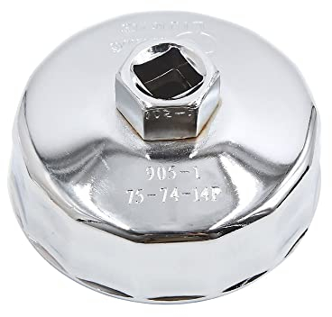 sourcing map 14 Flöten 76mm Ölfilterschlüssel Ölfilterkappen Satz Stahl Ölfilter-Werkzeug Silber