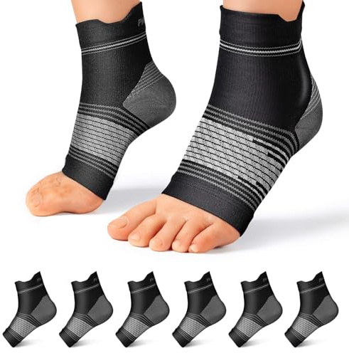 6 Pairs Plantar Fasciitis Socks for Men & Women, Ankle Brace Compression Socks with Arch Support for Achilles Tendonitis, Heel Pain, Swelling & Arthritis Relief, Black, Medium