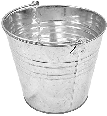 Cubo de Metal galvanizado para trasporte de Materiales o líquidos, de 12 litros, de 25 cm de Alto y 29 cm de diámetro con asa. Balde de Metal con Gran Capacidad para Distintas labores.