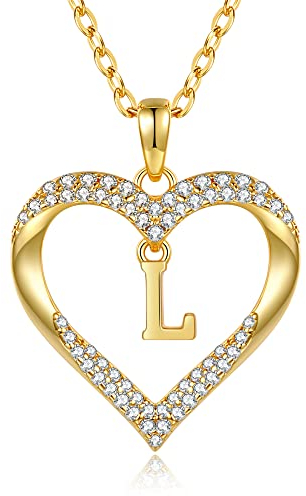 CDE Kette Damen 18K 925 Sterling Silber Halskette Geschenk für Sie Initiale Herz Anhänger Buchstabenkette für Damen A-Z Kette Valentinstag Weihnachten Schmuck Frauen Freundin Teenager