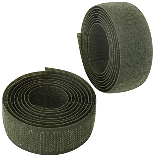 AERZETIX - C65905 - Bande/rouleau de scratch 20 mm 1 mètre auto-agrippant - organisateur/serre câbles - ruban sac vêtement attache sangle - couleur: vert olive - en polyamide et polyester