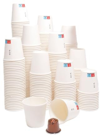 UniR 300 vasos desechables de papel/cartón 4OZ – 120 ml, taza para café – expreso – bebidas calientes y frías – agua – Fabricado en Francia (BLANC300)