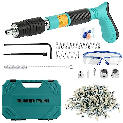 Pistola Manuale Sparachiodi con 110 chiodi tondi, Pistola per Unghie Sparachiodi, Portatile Nail Gun per silenziamento manuale a parete per muri di cemento (110)