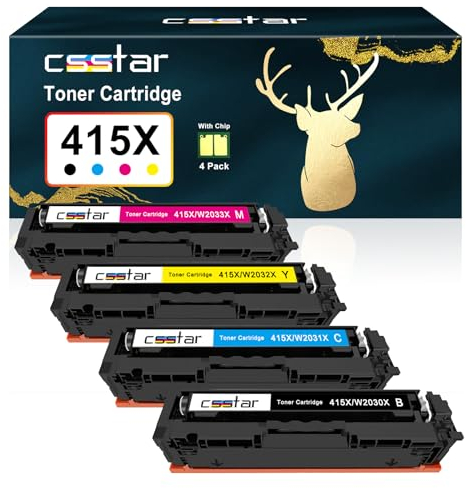CSSTAR 415X Mit Chip Kompatibel für HP 415A HP 415X Multipack Kompatibel für HP Color Laserjet Pro MFP M479fdw,HP Color Laserjet pro MFP M479dw M479fnw M479fdn M454dw M454dn W2030A W2030X(4-Pack)