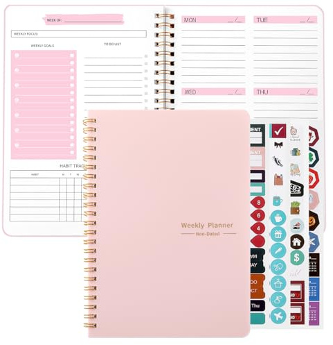Zhswlp A5 Weekly Planner Notebook, Undated To Do List Notebook Diary 52 weeks of Daily Planner tracking for Daily life, Work, Students