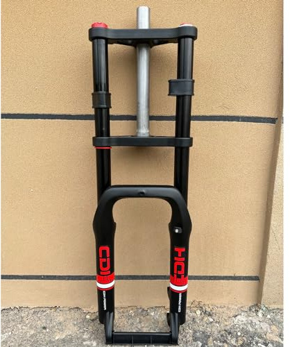 AUTES 20 inch 4.0 Fat Tire Electric Bike Air Suspension Fork, Spacing Hub 135mm 1 1/8 Straight Tube MTB Manual Lockout 9mm QR Mountain Bike Double Shoulder Ebike Front Forks(20×4)