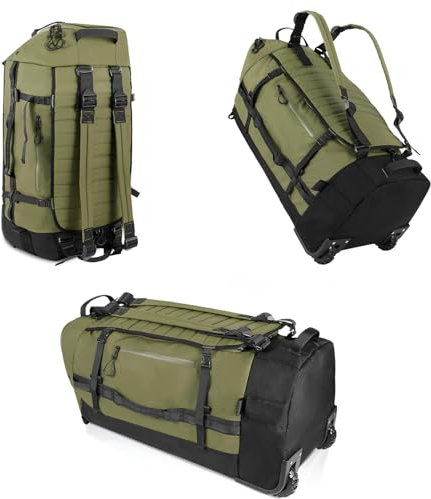 CONTAIL 86L Faltbarer Reiserucksack mit Gepolstertem,Gestepptem Boden, Wasserdichter,Zusammenklappbarer Reiserucksack mit Verlängerten Tragegriffen,Armeegrün