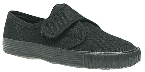 Girls School Pumps PE Gym Black/White Plimsolls Trainers Adult Lace Dance Ballet Plain Plimsoles - Non Marking Sole