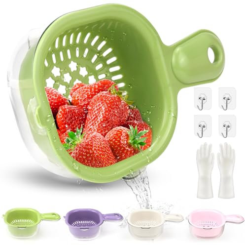 FSWWSF Set 4 Pezzi Scolapasta 2 In 1 Passino Cucina Scolapasta A Doppio Strato Con Manico E Colino Cestello Di Scarico Multifunzionale E Rimovibili Per Lava E Scola Frutta E Verdura