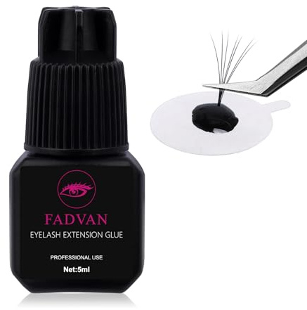 FADVAN Colle Extension de Cils Adhésif - Colle per Faux Cils Hypoallergénique à Séchage Rapide Instantané - Adhésif de Greffe Lash Glue 5ml