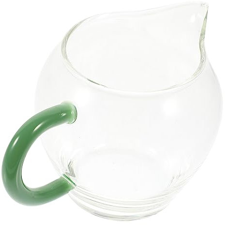 Alipis 300ml Glass Gravy Boat and Glass Tea Pitcher Green Jade Handle Heat-Resistant Thickened Sauce Dispenser Suitable for Home and Kung Fu Tea Serving