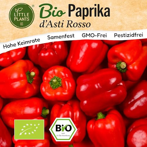Little Plants BIO Paprika Samen 10 Paprikasamen di Asti Gemüsesamen Samenfest für Gemüsegarten Gemüse Samen Hochbeet Samen für Küche, Balkon und Garten