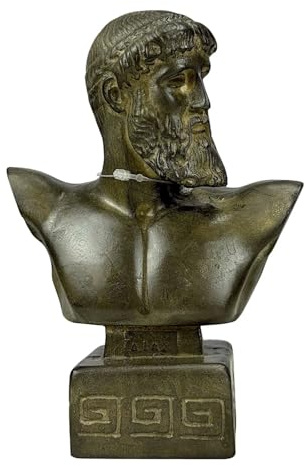 Zeus Jupiter byststaty – grekisk romersk guds kungen hårt gips moldano skulptur | handgjord i Grekland | mytologi dekor (16 cm)