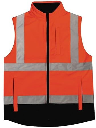 JUSTBRAND Softshell Warnweste, Arbeitsschutzkleidung, Neonorange oder Neongelb, Größen S-6XL (Neon orange, 2XL)