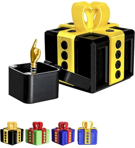 Scatola per scherzi, esilarante sfida con la vite e sorpresa del dito medio, fastidiosa scatola regalo, fastidiose scatole regalo stampate in 3D, perfetti regali scherzosi (Yellow Black)