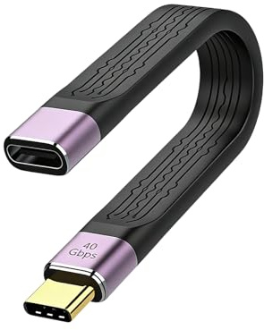 Cable de Extensión USB 4 Delgado, 40 Gbps USB C datos Cable, USB 4.0 Type C Macho a Hembra Cable Plano y Flexible, 100 W carga rápida PD para Thunderbolt3/4, Huawei, Honor, Xiaomi, Samsung