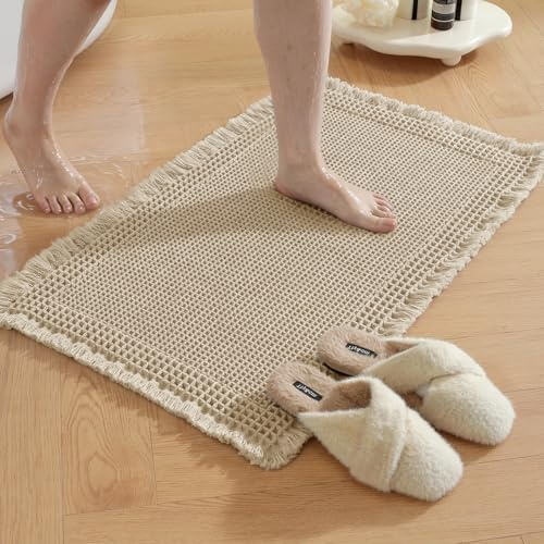 YSTELLAA Alfombra De Baño 50x80cm, Alfombras Baño Antideslizante, Alfombrilla Ducha Alta Absorción Práctico, Alfombra Ducha, Alfombrilla De Ducha para Baño, Casa Y Cocina, Marrón