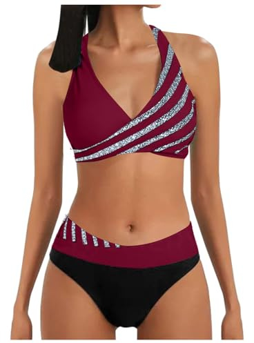 2026 Estate Donna Costume da Bagno Copri Pancia per Copricostume Spiaggia Moda Mare Reggiseno Bikini Vestito Boxer Piscina Intero Vestiti sexydonna Hot Brasiliana Nuoto IT(Vino,M)