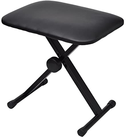 Teenpull Taburete de piano ajustable de acero con asiento de piel sintética, 3 alturas, plegable, antideslizante, ideal para silla de músico, banco de teclado, taburete de guitarra, taburete de