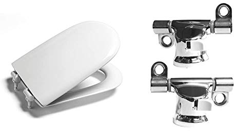 Roca A801461004 Asiento y Tapa, Modelo Giralda, Blanco + AI0002100R - Conjunto de bisagras de asiento Dama Senso y Giralda desmontables, Pack de 2 unidades