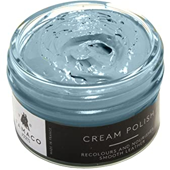 Famaco 50ml Blue Pastel Sky Ciel Leather Deluxe Boot and Shoe Cream Polish With Polishing Duster - Long Lasting Shine Protector Kit for Boots and Shoes