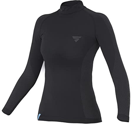 SHIMA BASECOOLER 2.0 - Thermoshirt für Damen mit COOLMAX-Fasern. Funktionsunterwäsche, Kühlend, Atmungsaktiv mit Mesh-Einsätzen (Schwarz, M/L)