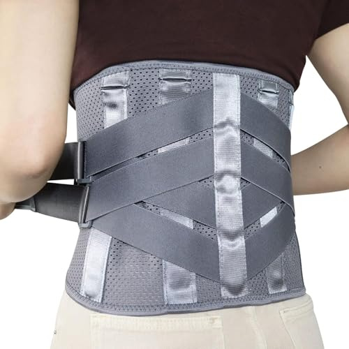 HONGJING Back Brace for Lower Back Pain Relief with 7 Stays, Lumbar Support Belt with Breathable Mesh for Heavy Lifting and Sciatica Pain Relief (M)