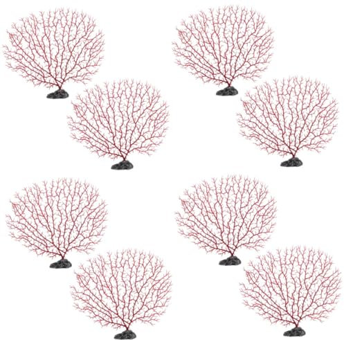 BESPORTBLE 8pcs Realistic Fish Tank Decor Artificial Aquarium Plants Corals Tank Plants Decor Easy to Use No Fertilizer Needed Plastic Grass Base Safe