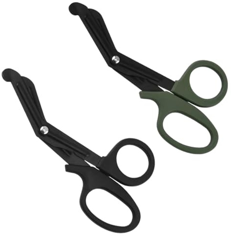 YNYCIPZ Tijeras para gasas de acero inoxidable, tijeras para vendaje de codo, tijeras de lona para el hogar, accesorios portátiles para acampar al aire libre (2 piezas)