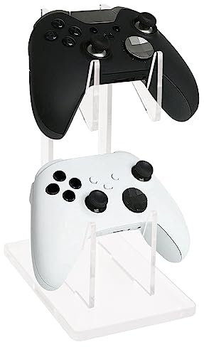 Universal Soporte Mandos, Juego de Soporte de Auriculares y Gamepad Acrílico de 2 Niveles, Controller Holder Stand para Auriculares y Mando, Transparente