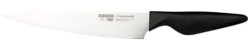 Rockingham Forge Greenworks Large Carving Knife 21cm Serrated Blade, Black Recycled Plastic, German Stainless Steel, Dishwasher Safe