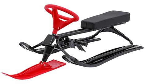 Trineo Snow Racer, tabla deslizante de esquí, trineo de nieve para niños, deslizador de esquí con volante, frenos dobles, marco de acero para adolescentes, niños de 3 años en adelante, adultos de