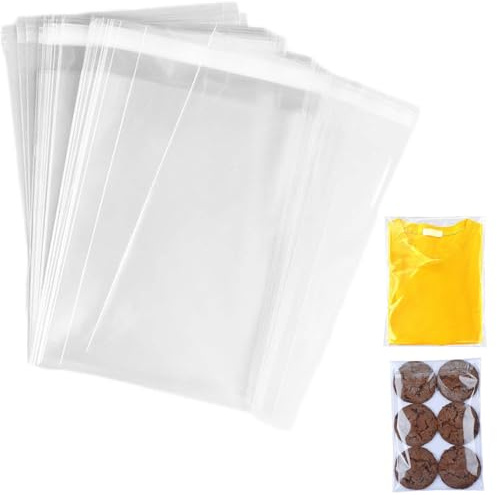 Bolsas autoadhesivas transparentes A4, paquete de 100 unidades, 22 x 35 cm, bolsas de celofán A4, bolsa de celofán OPP para galletas, sobres transparentes, bolsa de embalaje sellable para ropa