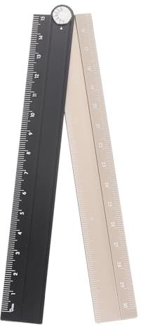 sourcing map Folding Straight Ruler 30cm Metric Aluminum Alloy Protractor Foldable Angle Ruler Geometric Measuring Tool with Angle Line for Architects Artists Office, Black Gold Tone