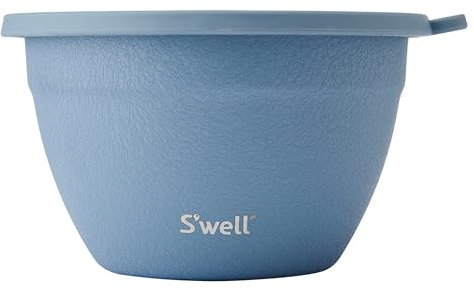 S'well Stainless Steel Salad Bowl Kit 64oz, Desert Sky, Comes with 2oz Mini Canister and Removable Tray for Organization, Leakproof, Easy to Clean, Dishwasher Safe