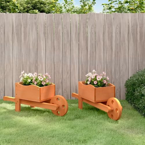 NQJIBUE Item-Wheelbarrow Planters 2 pcs 47x15x19 cm Solid Wood Fir,Lawn & Garden,Gardening,Gardening Tools,Wheelbarrows