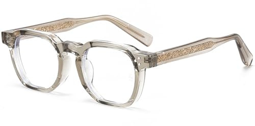 Retro Full Frame Eyeglasses,Lue Light Blocking Fashion Glasses For Women & Men,Daily Clothing Decor, Perfect For Daily Use (Light brown)