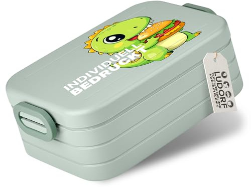 #teamludorf MEPAL Lunchbox midi – Sage | Personalisierbare Brotdose für 4 Brote (900 ml) | Mit Dichtung & Trenneinsatz | BPA-frei, spülmaschinenfest | Vesperdose für Schule & Büro (SAGE)