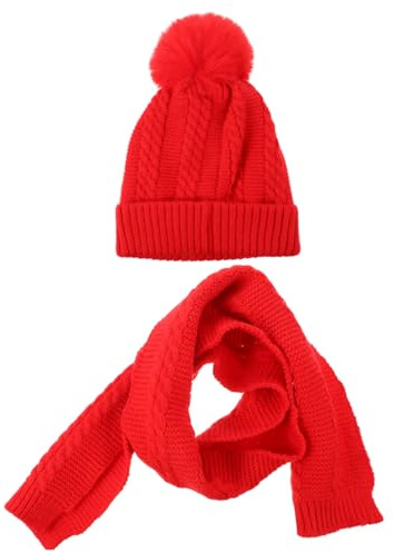IMIKEYA Conjunto Bufanda Y Gorro De Punto Para Niños Con Forro Cálido Y Pompon De Lana Suave Para Actividades Al Aire Libre En Invierno