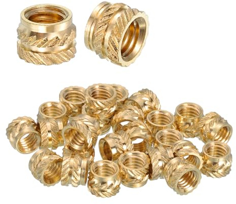 QUARKZMAN 48 stycken gänginsatser, M5 x 5 mm L x 7 mm OD ren mässing metrisk räfflad mutter inre gänga termiska insatser inpressningsmuttrar för 3D-tryck komponenter