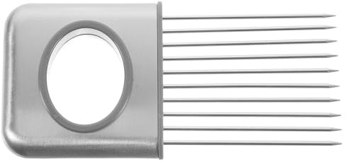 KITANDOVE Forchetta Porta Cipolla in Acciaio 304 con Aghi Affilati Supporto per Affettare Pomodori Patate e Verdure Utensile da Cucina Pratico e Sicuro per Tagli Uniformi