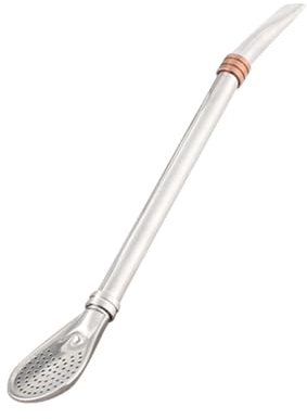 LOORGVEL Cuchara de Paja Desmontable de Acero Inoxidable 304 con Cepillo de Limpieza, Filtro Integrado, para Bebidas y Infusiones, Reutilizable, Color Rosa Oro, 1 Unidad
