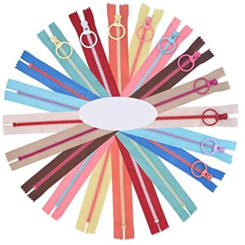 Byou - Cremalleras de resina, 20 piezas, 30 cm, colores surtidos, cierres de brillo para costura, artesanía, bolsa de ropa
