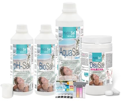 HydroSal Kit Chlor - Set di prodotti per il Trattamento dell'Acqua, a Base di Calcio Ipoclorito con Acqua Termale, Ideale per Piscina e Spa Idromassaggio Rigida o Gonfiabile di Tutte le Marche