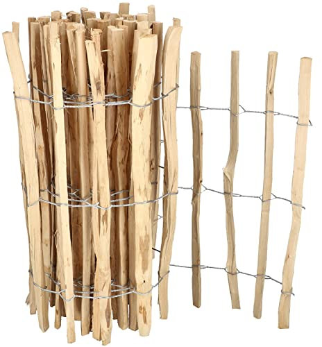 KOTARBAU® Staketenzaun Rollzaun 5m aus Haselnusslatten für Pflanzen und Rasen 80 cm Kastanienzaun aus Haselnuss Holzzaun Gartenzaun Staketenabstand 7-8 cm