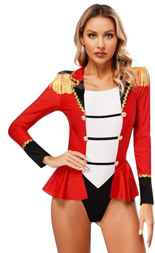 TiaoBug Dam wetlook body lack läder cirkusdirektör kostym cirkus uniformer karneval halloween party kläder