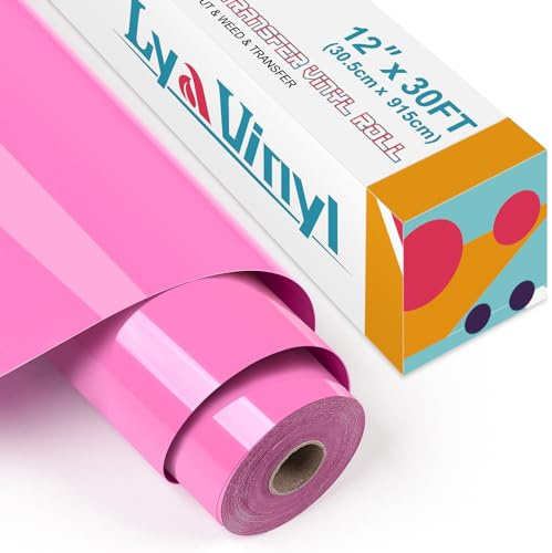 Lya Vinyl Heat Transfer Vinyl 12 x 30ft Pink Iron On Vinyl Roll for Cricut, Silhouette Cameo, Premium HTV for DIY Clothes, Bags, Shoes and Other Textiles