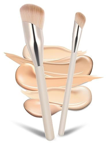 Bewudy 2pcs Make Up Brushes, Concealer Brush Foundation Brush, Fibra sintetica morbida per il fondotinta liquido Concealer Foundation of Liquid Foundation Cream Powder Blush