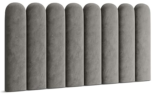 Muralo Panel acolchado ovalado para pared o cabecero de cama, panel de pared, para dormitorio, salón, cama, cojín lumbar, moderno y lujoso, panel acolchado (20 cm x 60 cm, gris)