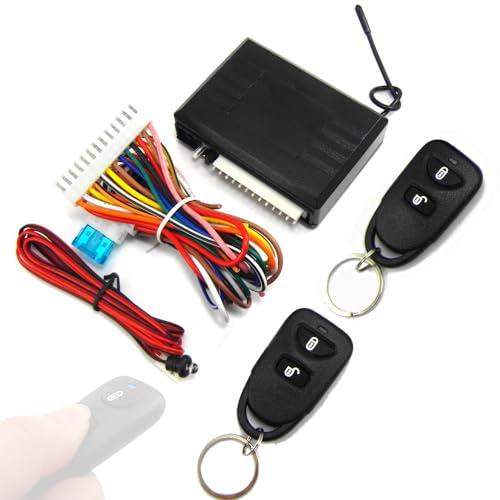 Jemora di Accesso Senza Chiave per Auto Kit di Chiusura centralizzata per Porta centralizzata a Distanza Universale 12V con Scatola di Controllo e indicatore LED e 2 telecomandi